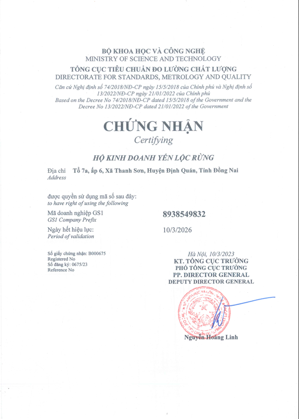 Chứng nhận quyền sử dụng mã số mã vạch